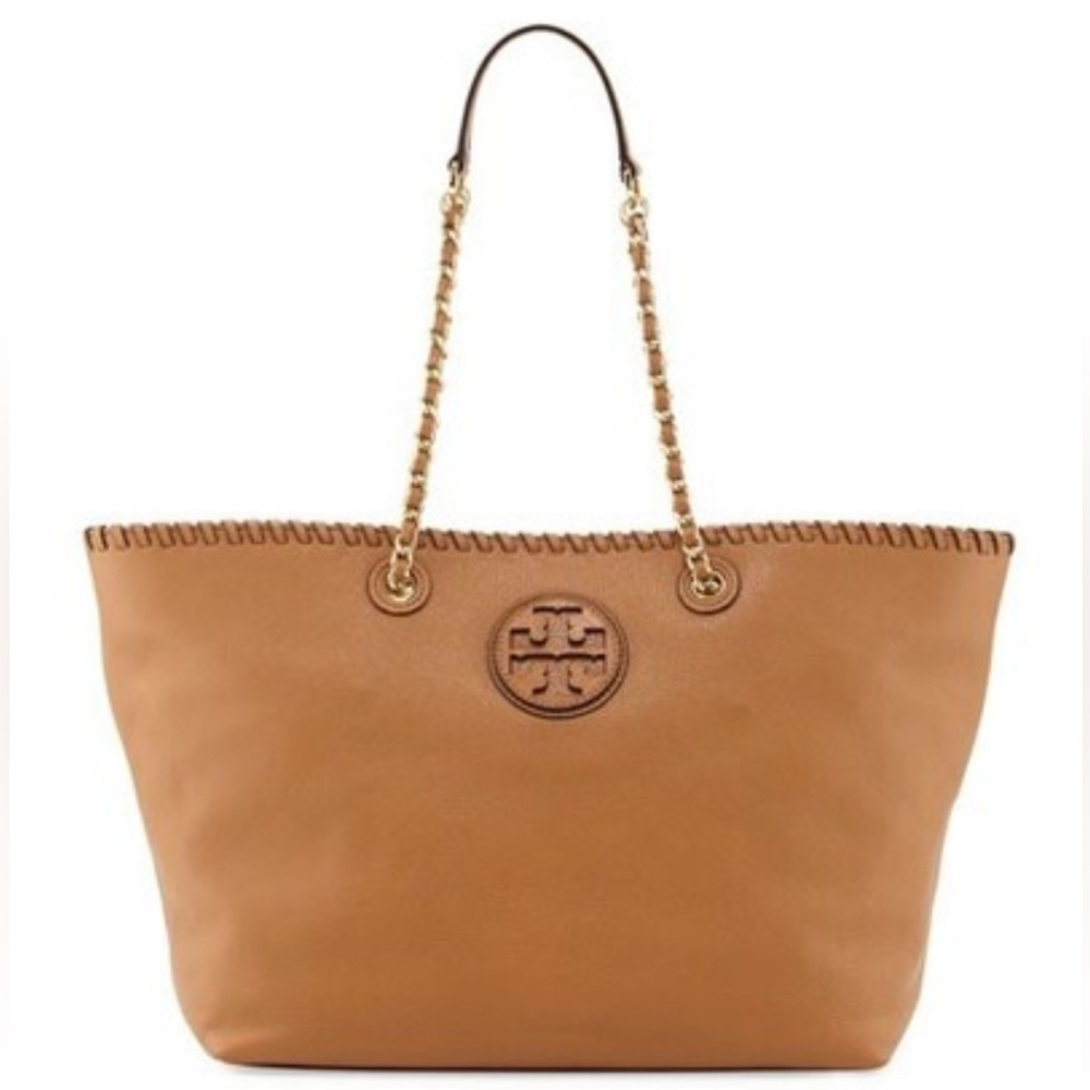 Tory Burch Large Marion East-West Tote in Royal Tan Pebbled Leather Bag